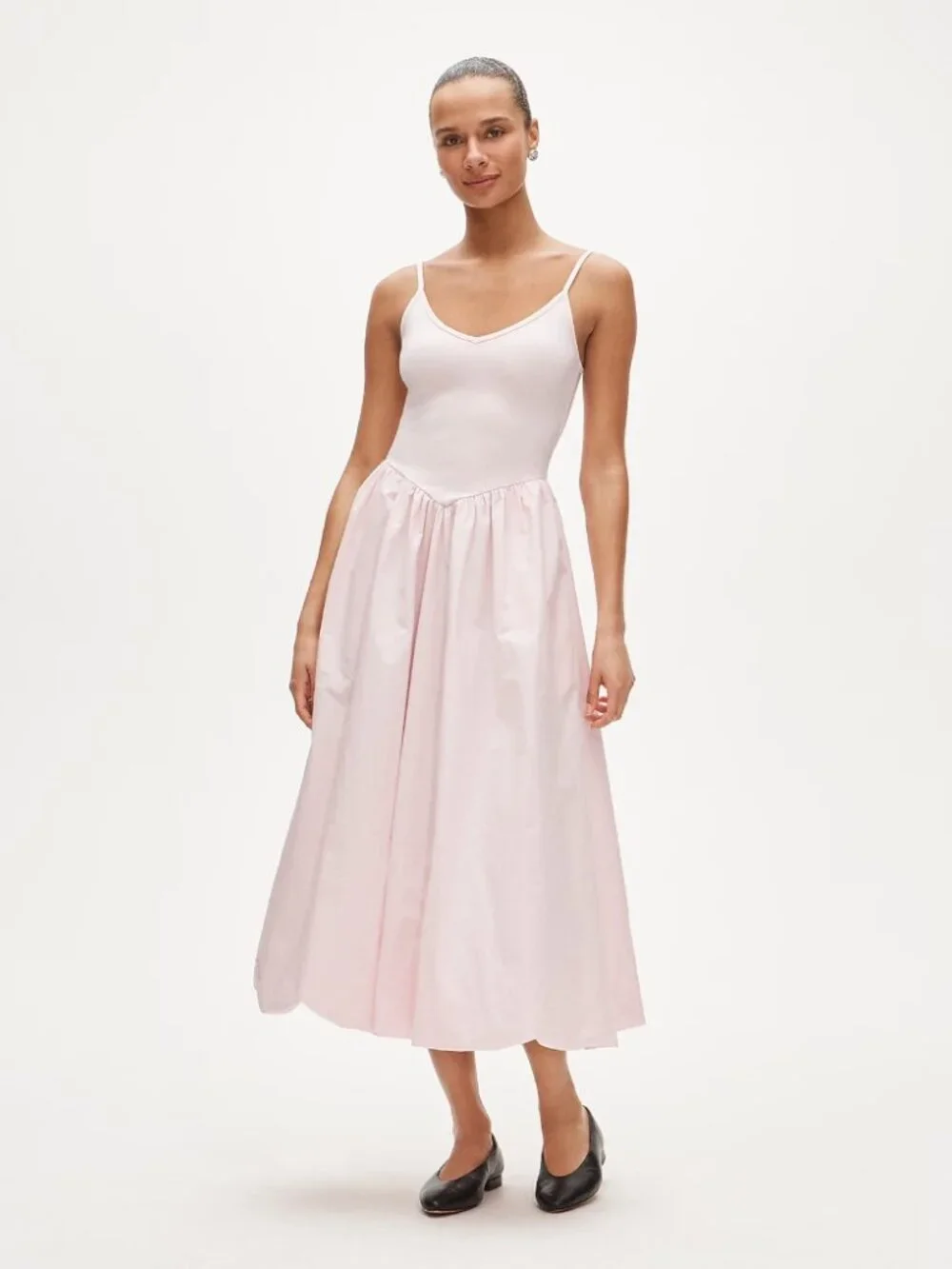 NWT J. Crew Basque-Waist Mixy Dress White Rose V-Neck Midi Pocket Fit & Flare L